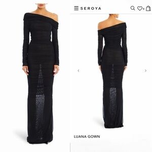 Seroya Black Ruched Maxi Gown